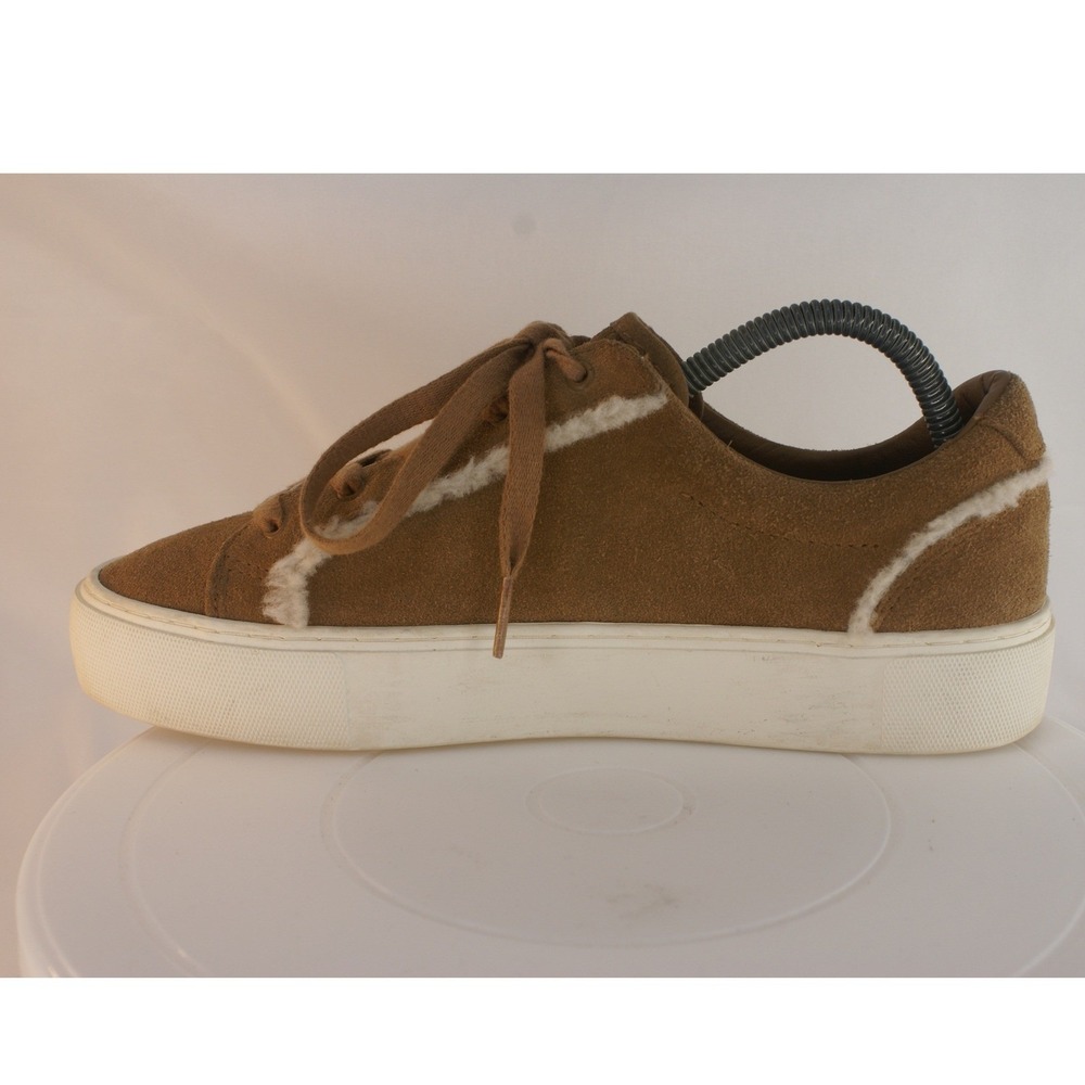 UGG Jass Shearling Suede Platform Sneakers Chestnut Brown Lace Up Womens 8 - Picture 12 of 13